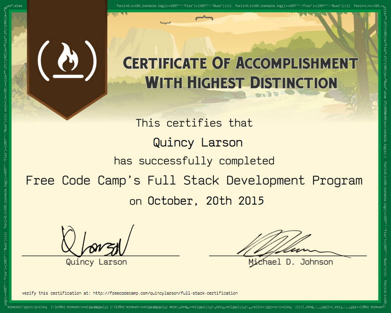 Free Code Camp Full Stack Development Certification